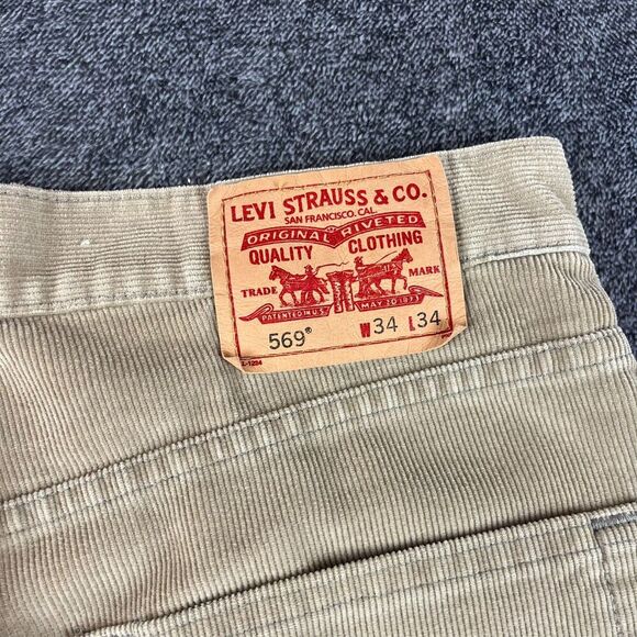 Levi's Y2K 569 Loose Straight Corduroy Brown Baggy Jeans Men's 34X34 (34X29.5) - Picture 10 of 12